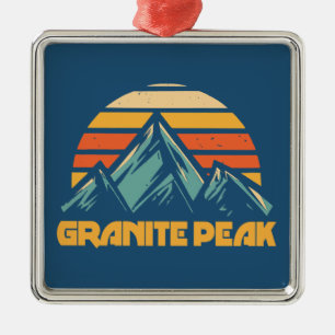 Ornement Carré Argenté Granite Peak Montana Rétro Turquoise