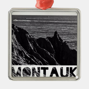 Ornement Carré Argenté graphique de montauk