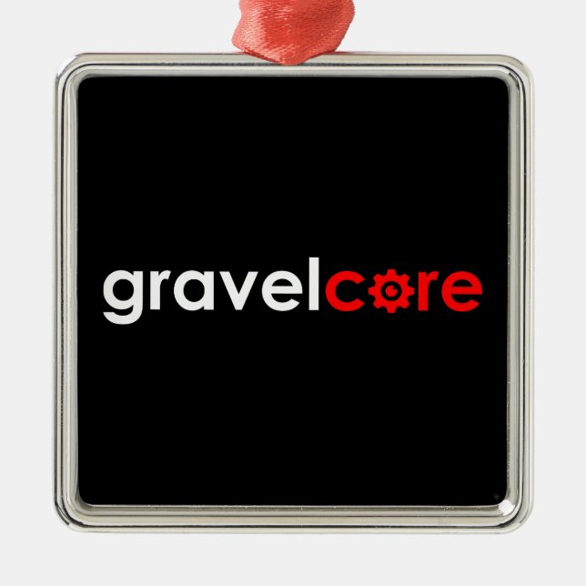 Ornement Carré Argenté Gravelcore Gravel Cycling (Devant)