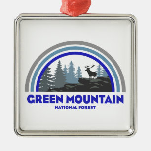 Ornement Carré Argenté Green Mountain National Forest Rainbow Deer