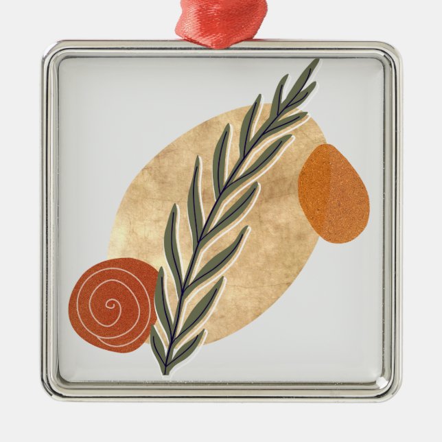 Ornement Carré Argenté Green Stalk Boho (Devant)