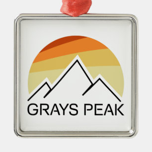 Ornement Carré Argenté Gris Peak Rétro