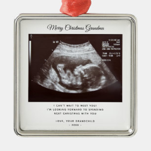 Ornement Carré Argenté Grossesse Faire-part Noël à grand-mère