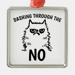 ORNEMENT CARRÉ ARGENTÉ GRUMPING CAT, NOPE CHISTMAS ORNAMENTS