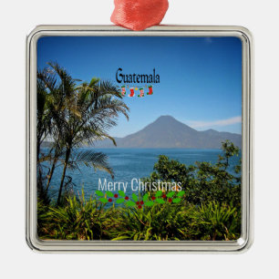 Ornement Carré Argenté Guatemala, Joyeux Noël,