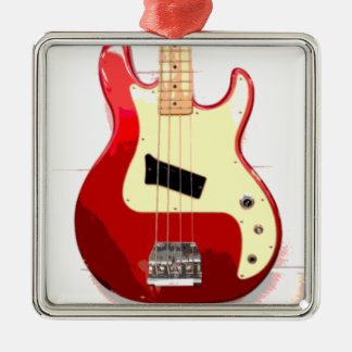 Ornement Carré Argenté Guitare électrique en rouge