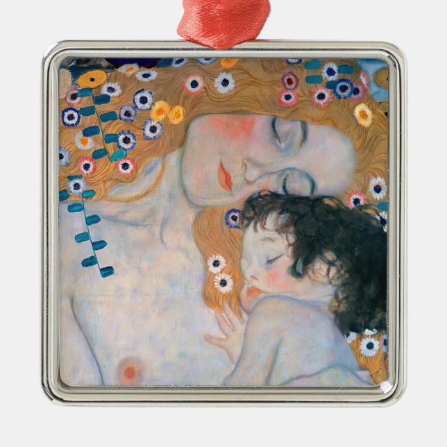 Ornement Carré Argenté Gustav Klimt - Mère et Enfant (Devant)
