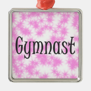 Ornement Carré Argenté Gymnaste rose et blanc