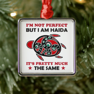 Ornement Carré Argenté Haida Turtle Haida First Nation Native Pride