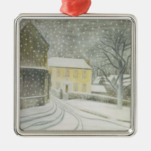 Ornement Carré Argenté Halstead Road à Neige (par Eric Ravilious)