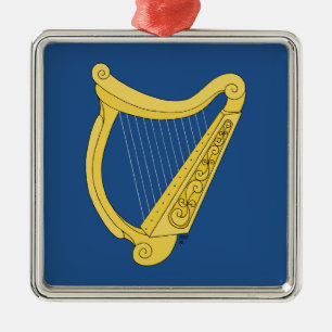 Ornement Carré Argenté Harpe irlandaise