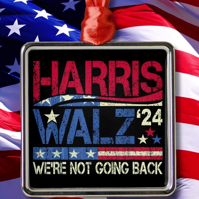 Ornement Carré Argenté Harris Walz Kamala Harris 2024 Tim Walz (Créateur téléchargé)