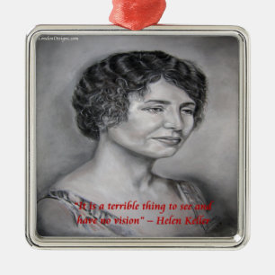 Ornement Carré Argenté Helen Keller Avoir Vision Citation Sagesse