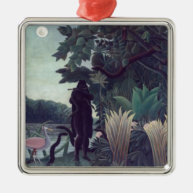 Ornement Carré Argenté Henri Rousseau - Le Charmeur Des Serpents (Devant)