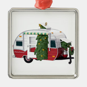 ORNEMENT CARRÉ ARGENTÉ "HEUREUX CAMPER'S** CHRISTMAS ORNAMENT