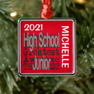 Ornement Carré Argenté High School Junior Extraordinaire CUSTOM