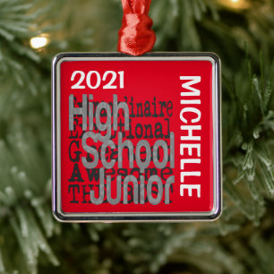 Ornement Carré Argenté High School Junior Extraordinaire CUSTOM