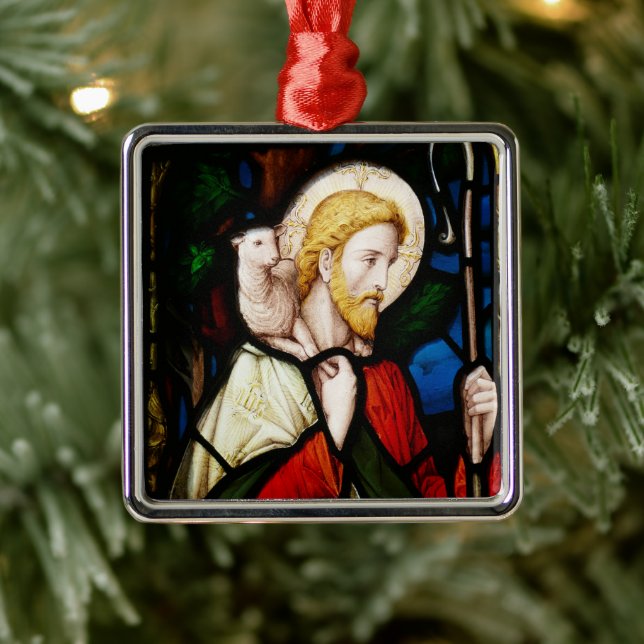Ornement Carré Argenté Histoires bibliques Agneau de Dieu Noël 2020 (Arbre)