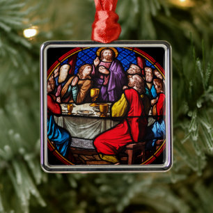 Ornement Carré Argenté Histoires bibliques dernier souper Noël 2020