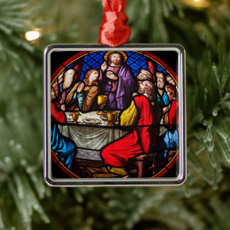 Ornement Carré Argenté Histoires bibliques dernier souper Noël 2020
