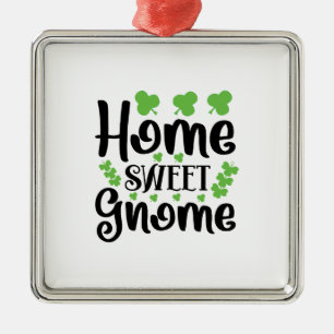 Ornement Carré Argenté Home Sweet Gnome