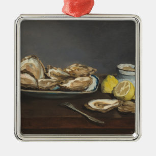 Ornement Carré Argenté Huîtres (par Edouard Manet)