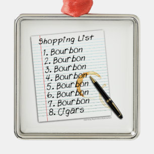 ORNEMENT CARRÉ ARGENTÉ HUMOUR DE COCKTAIL DE LISTE D'ACHATS DE BOURBON