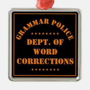 Ornement Carré Argenté Humour de la police de grammaire