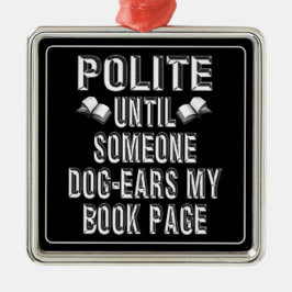 Ornement Carré Argenté Humour des livres d'oreille de chien