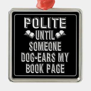 Ornement Carré Argenté Humour des livres d'oreille de chien