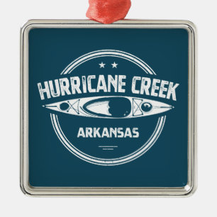 Ornement Carré Argenté Hurricane Creek Arkansas Kayaking