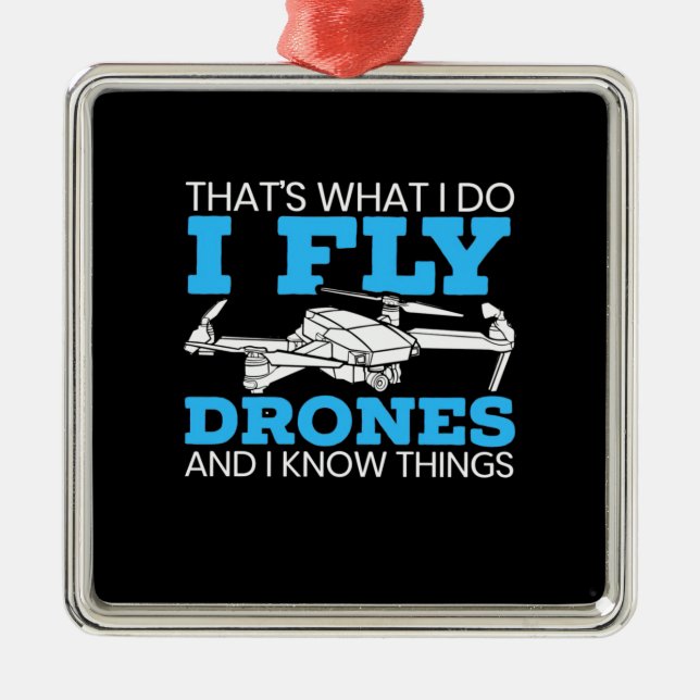 Ornement Carré Argenté I Fly drones (Devant)