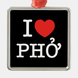 Ornement Carré Argenté I Heart (Amour) Pho