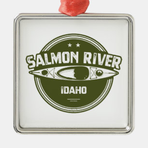 Ornement Carré Argenté Idaho, rivière saumon