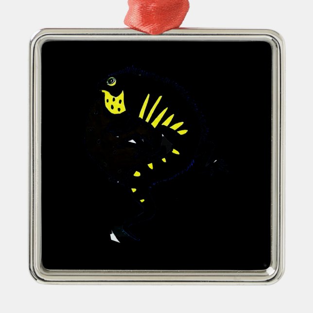 Ornement Carré Argenté Iguana (Devant)