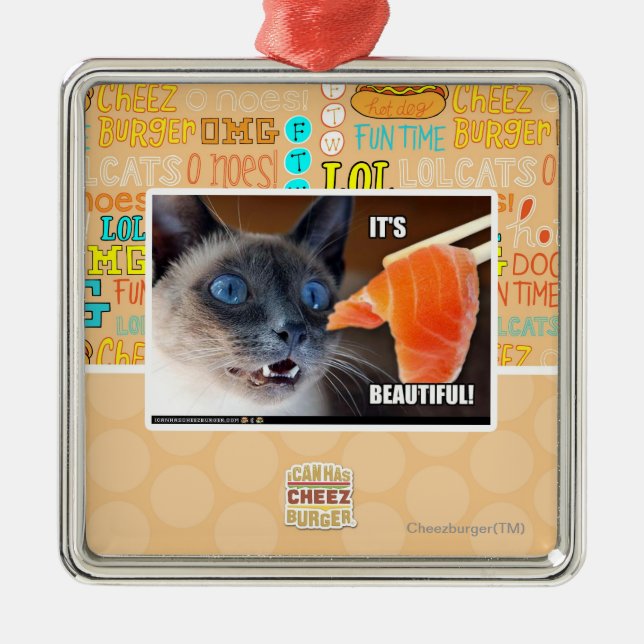 Ornement Carré Argenté Il est beau ! (Devant)