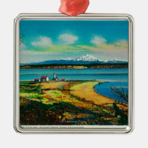 Ornement Carré Argenté Île de Whidby et Baker de Mt. de port Townsend