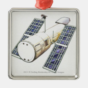 Ornement Carré Argenté Illustration de satellite utilisée pour la