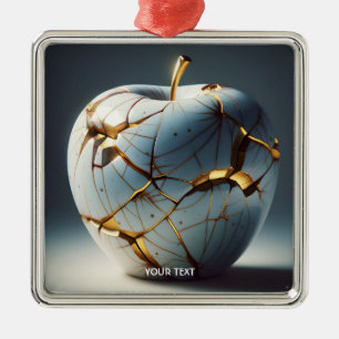 Ornement Carré Argenté Imaginaire Cute Kintsugi Porcelain Pomme