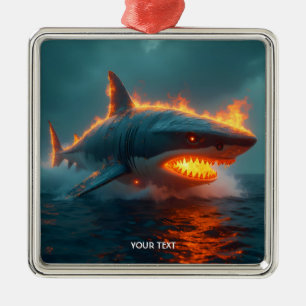 Ornement Carré Argenté Imaginaire mignon feu requin mer