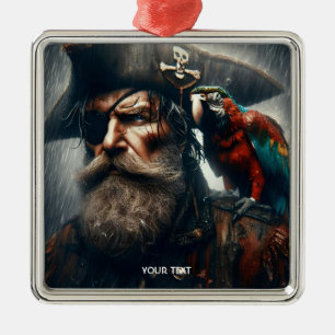 Ornement Carré Argenté Imaginaire Mignonne pluie Capitaine Pirate