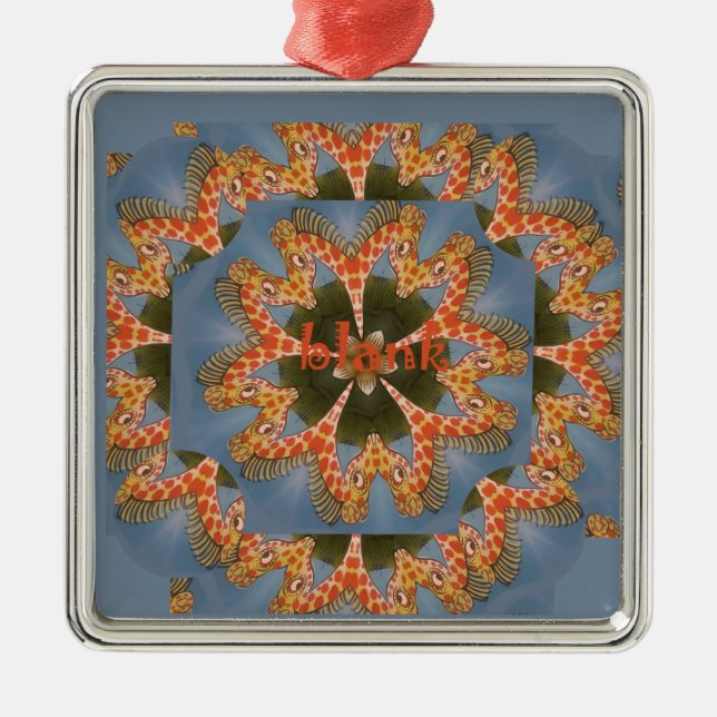 Ornement Carré Argenté Impression d'art Abstrait Giraffe (Devant)