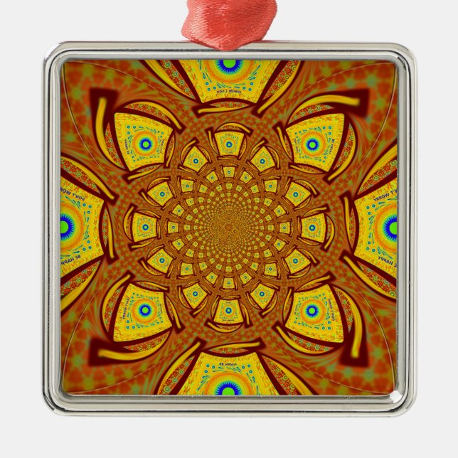 Ornement Carré Argenté Impression d'art Kaleidoscope d'or (Devant)