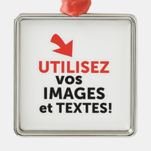 Ornement Carré Argenté Imprimez vos designs en ligne DIY en Français