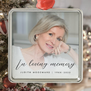Ornement Carré Argenté In Love Memory Photo Memorial Grey