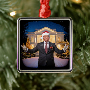 Ornement Carré Argenté Inauguration du président de Noël Donald Trump