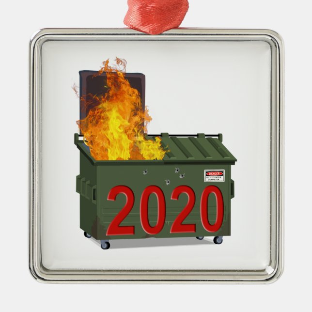 Ornement Carré Argenté Incendie de 2020 (Devant)