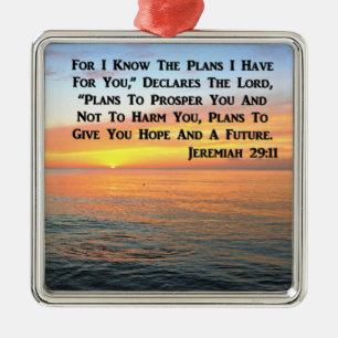 ORNEMENT CARRÉ ARGENTÉ INSPIRANT JEREMIAH 29:11 SCELER