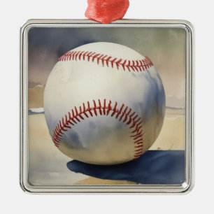 Ornement Carré Argenté Inspiration baseball