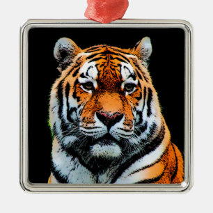 Ornement Carré Argenté Inspiration des yeux de tigre